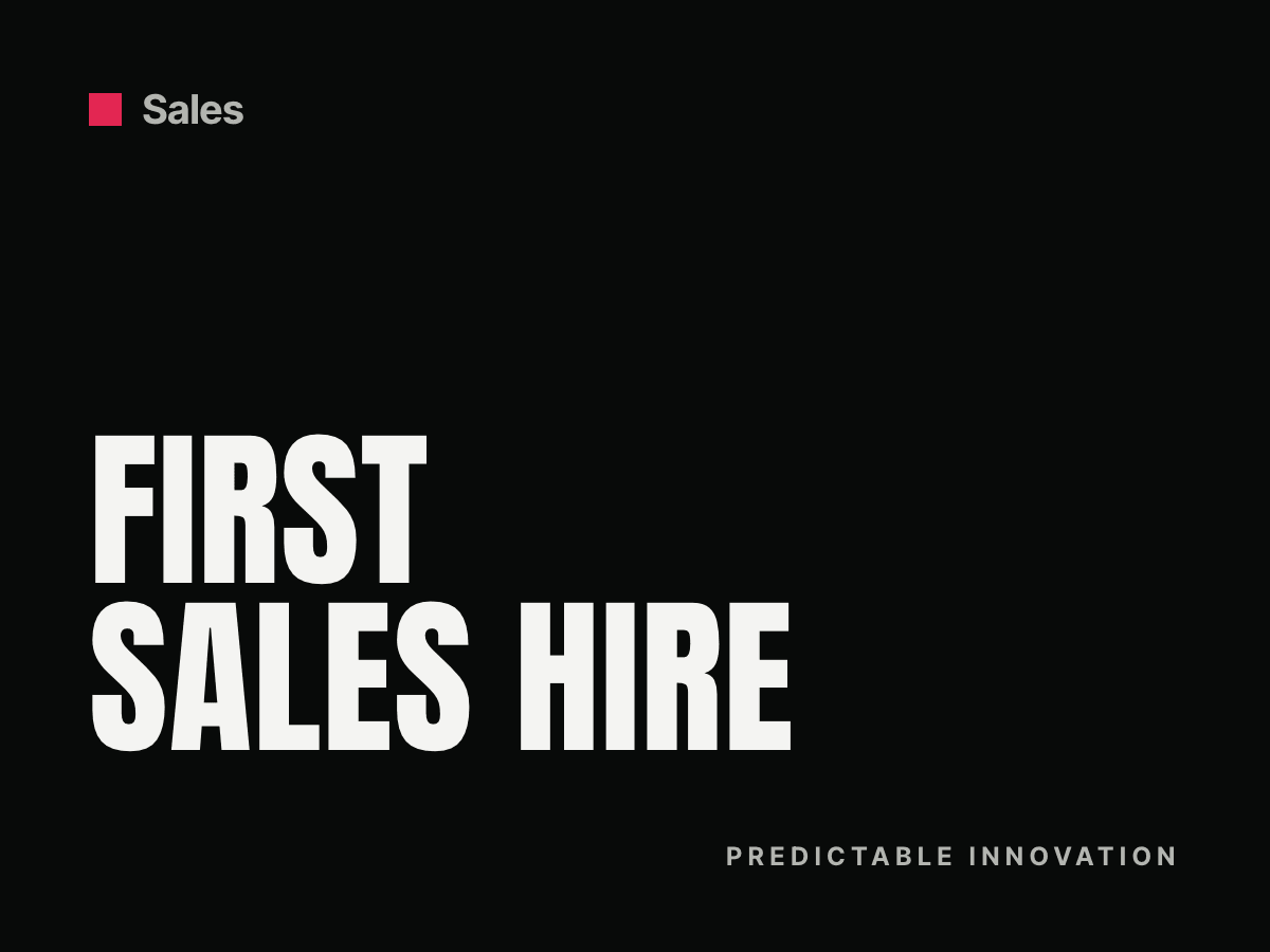 Cover: First sales hire fails if your method lives in your head