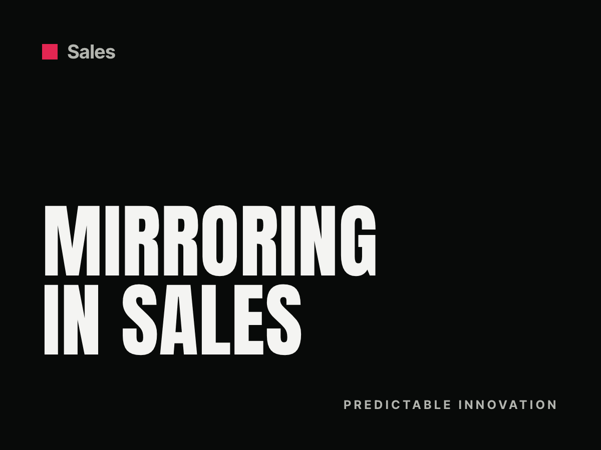 Cover: Mirroring in sales: sell to different personality types