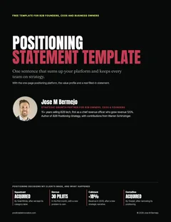 Cover of the Positioning Statement Template by Jose M Bermejo